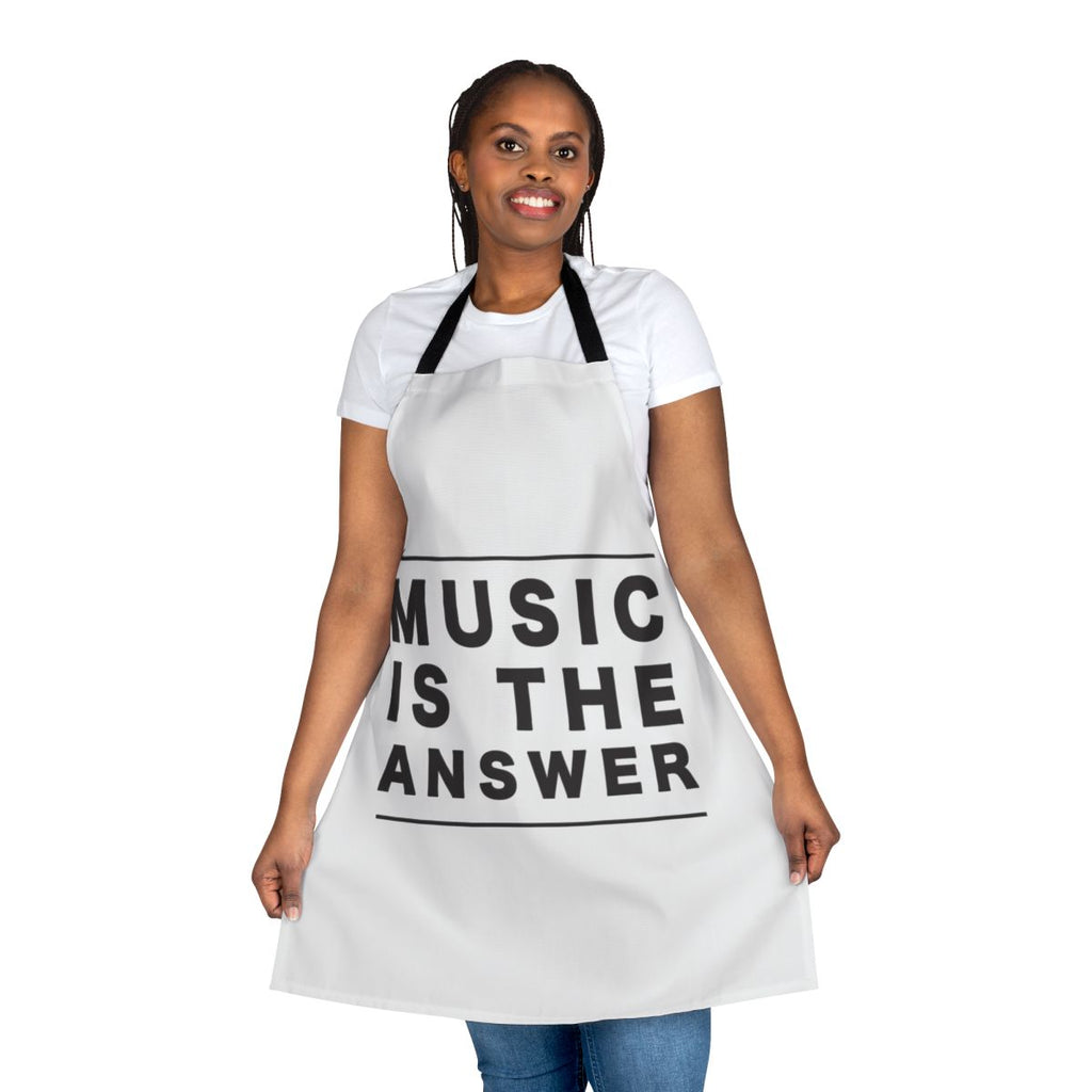 Stylish music themed apron featuring the quote "Music Is The Answer"