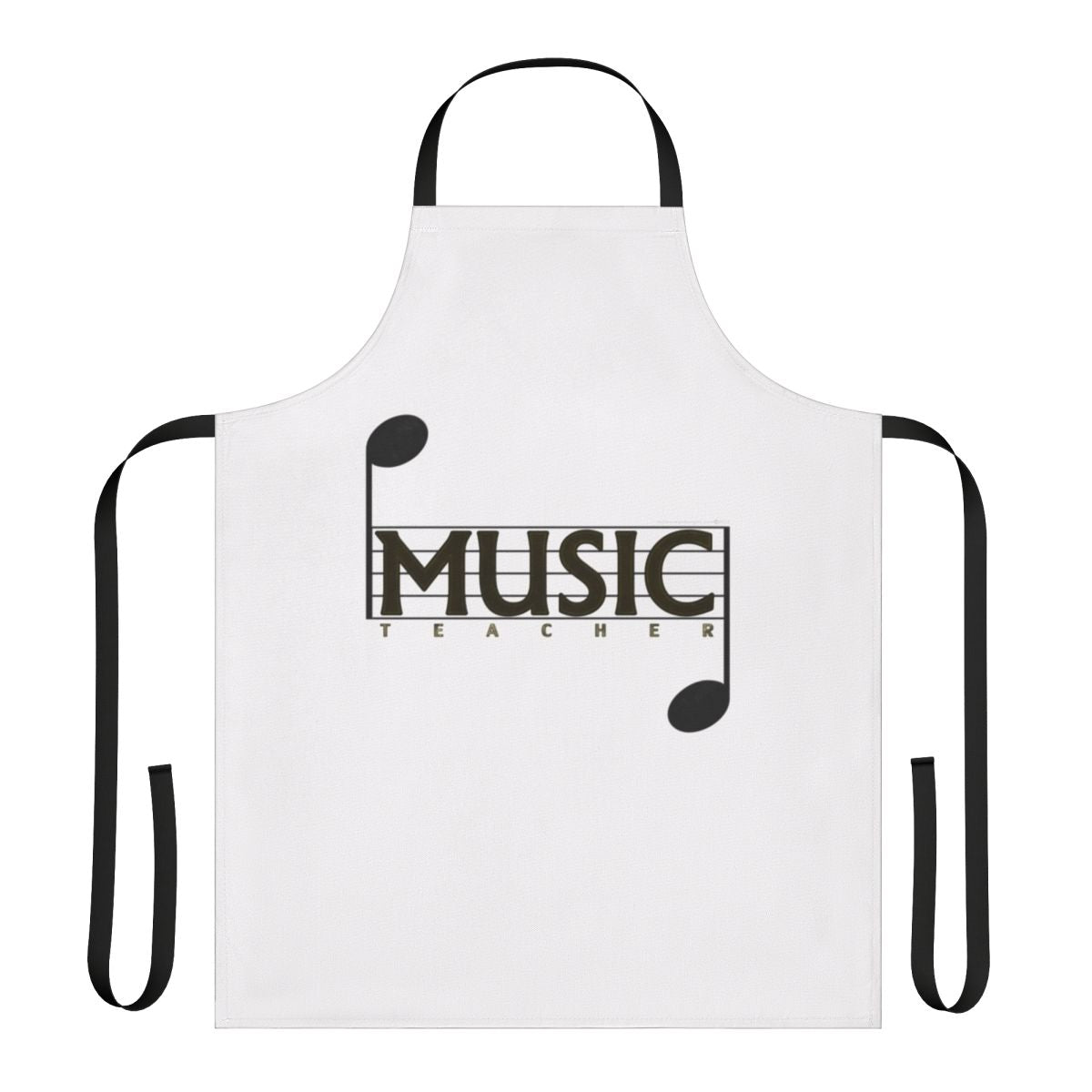 Stylish Musical Teacher Apron with Music Symbols, Piano, G-Clef, and Notes