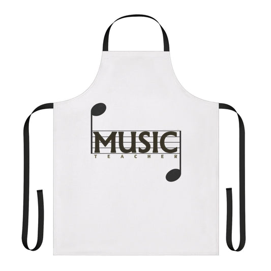 Stylish Musical Teacher Apron with Music Symbols, Piano, G-Clef, and Notes
