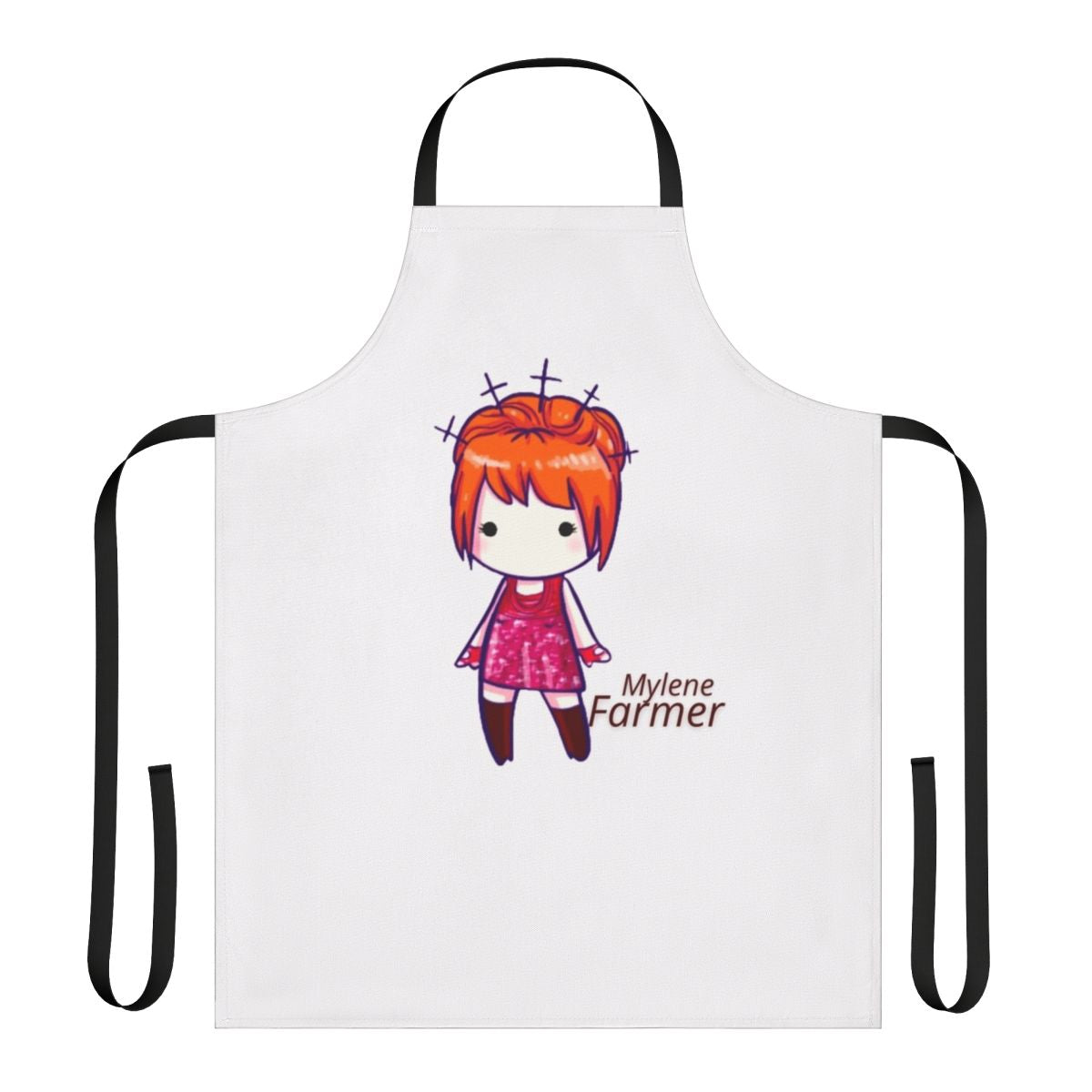 Mylene Farmer inspired apron with fan-designed graphics