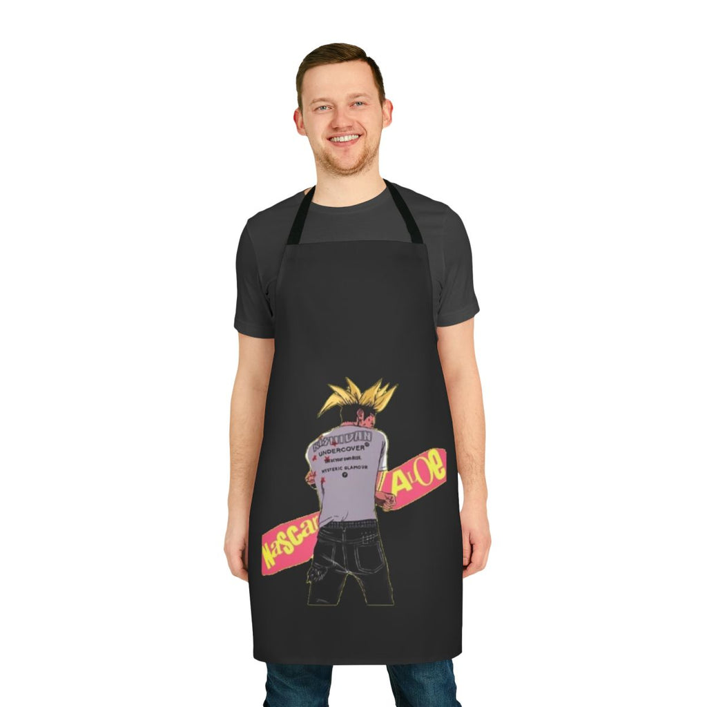 Nascar Aloe inspired apron featuring a bold, graphic design