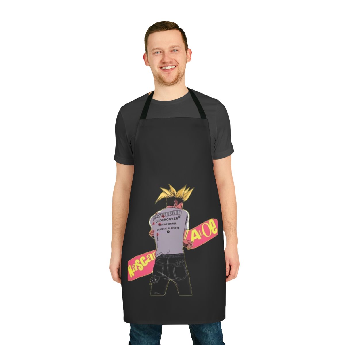 Nascar Aloe inspired apron featuring a bold, graphic design