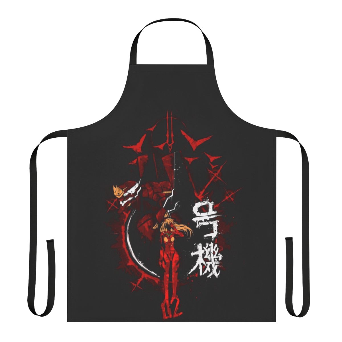 Neon Genesis Evangelion inspired apron with graffiti-style graphics