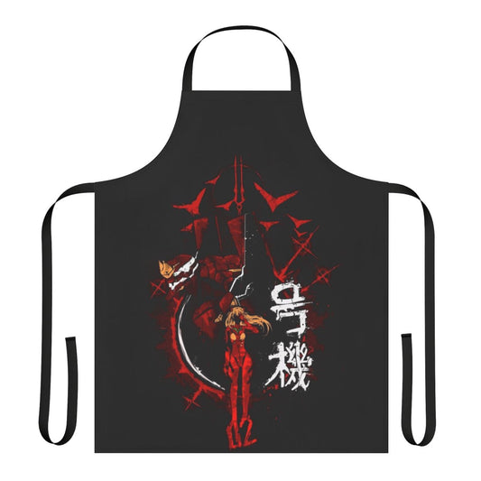 Neon Genesis Evangelion inspired apron with graffiti-style graphics