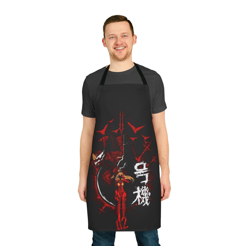 Neon Genesis Evangelion inspired apron with graffiti-style graphics