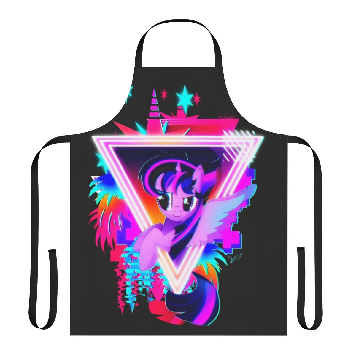 Neon-themed Twilight Sparkle inspired apron with a retro vaporwave aesthetic