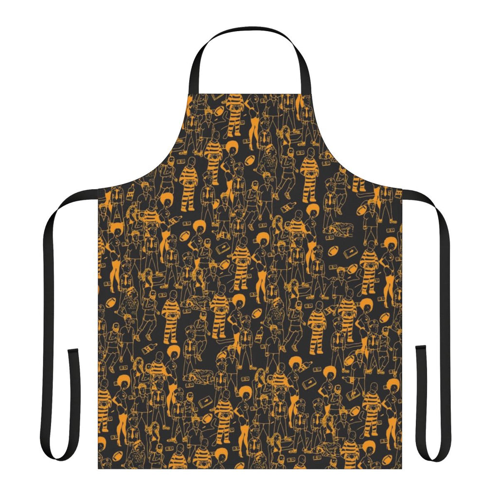Apron featuring a stylish never story design for music enthusiasts