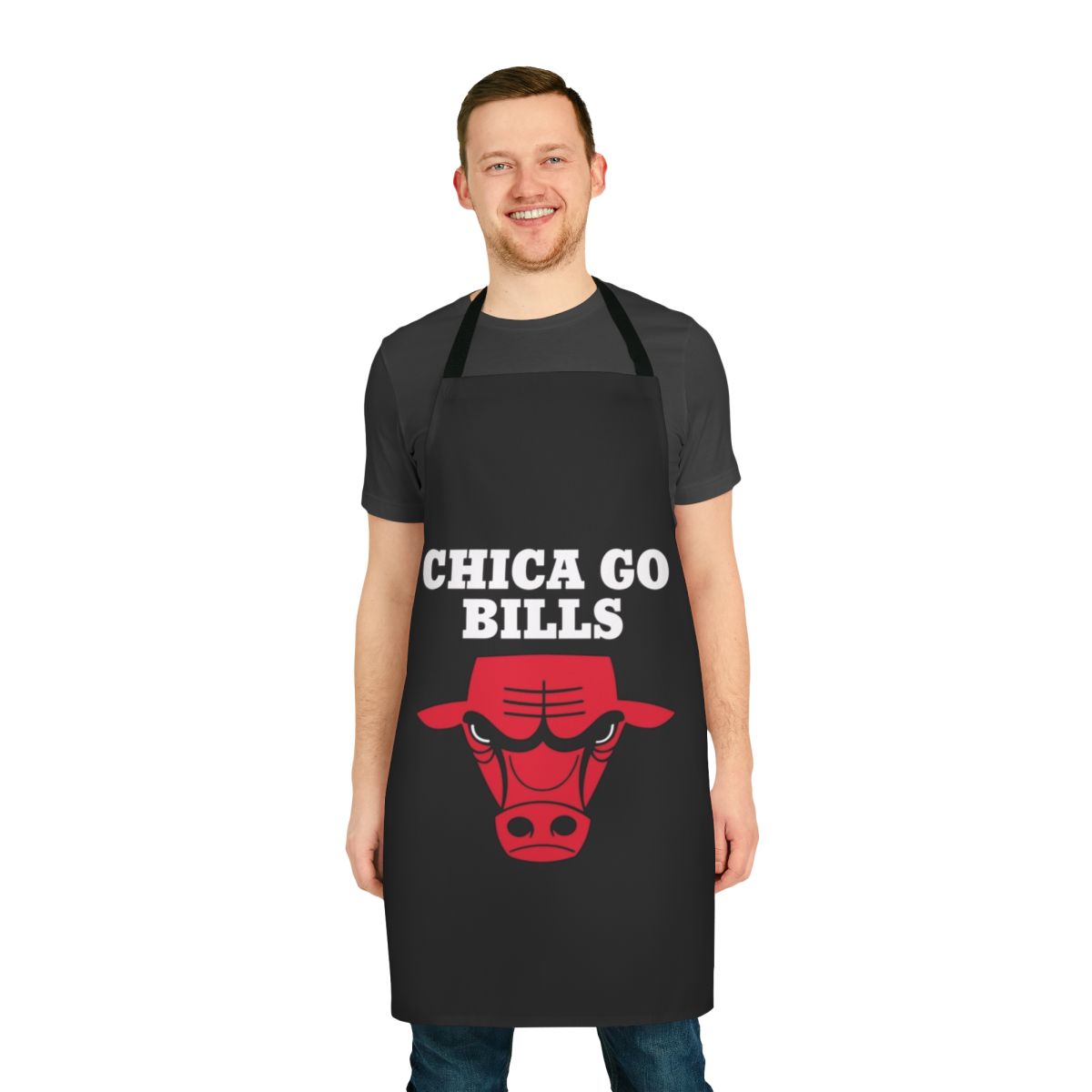 Illustrated apron featuring characters from the popular TV series "New Girl"
