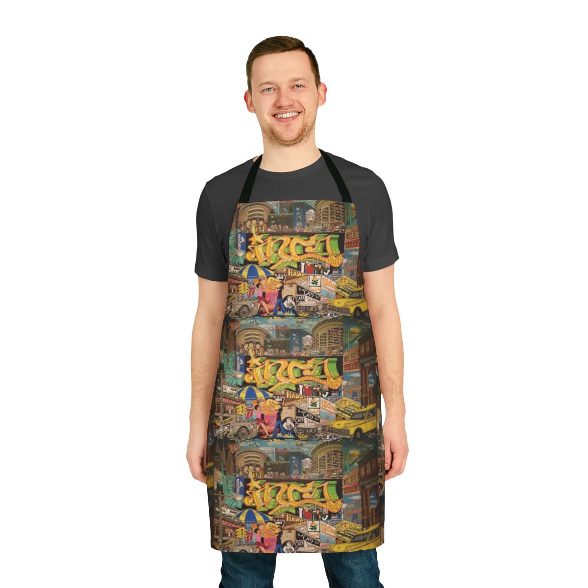 Vibrant New York City-themed apron with "I Love NY" design