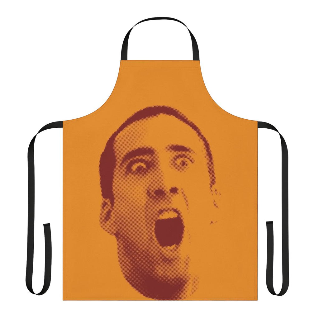 Nicolas Cage inspired apron featuring the actor's face in a pop art style