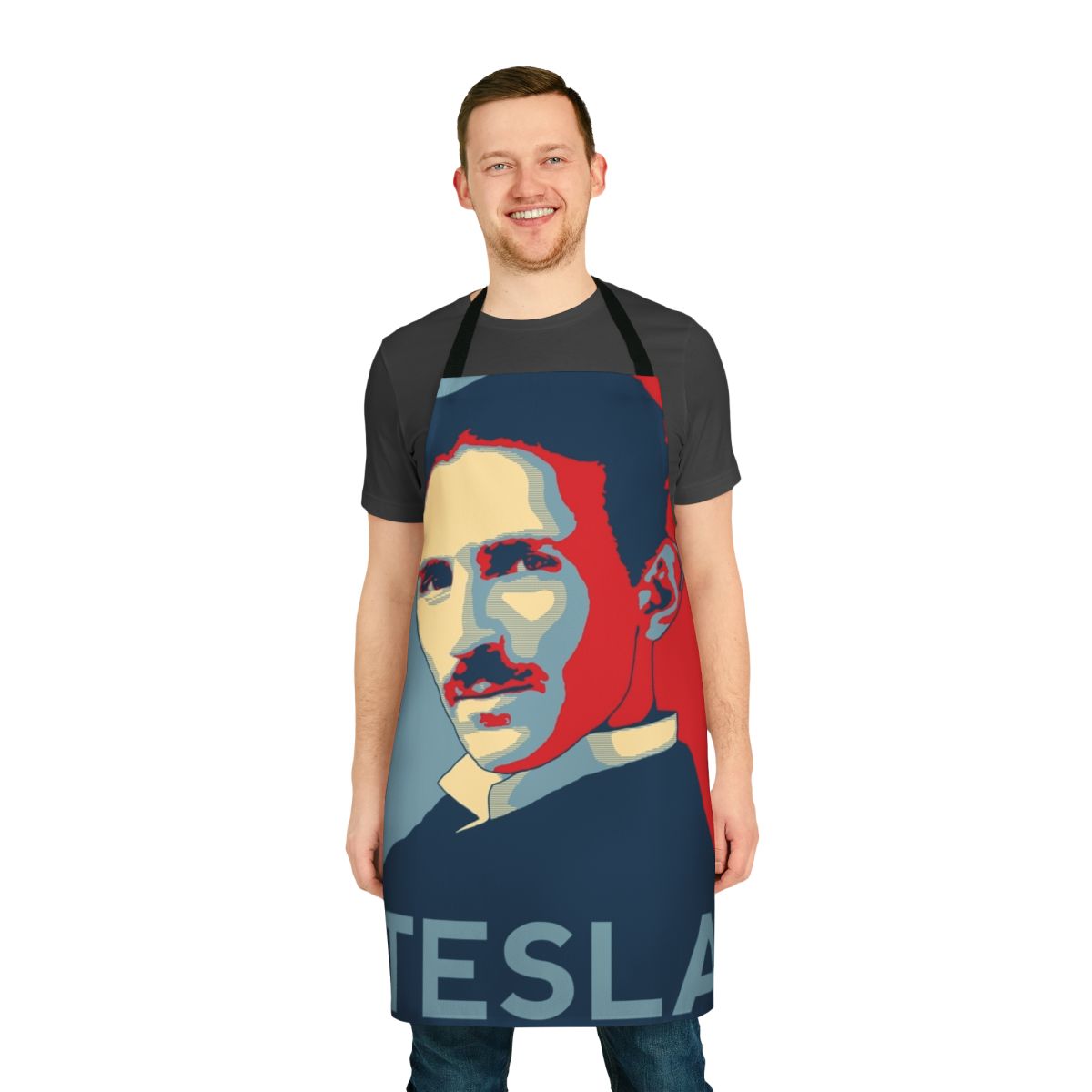Nikola Tesla inspired apron with scientific and electrical design