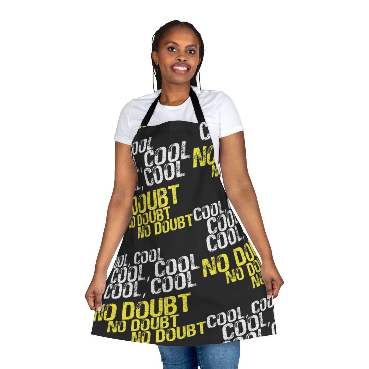 Stylish apron inspired by the popular TV show Brooklyn Nine-Nine, featuring the character Jake Peralta.