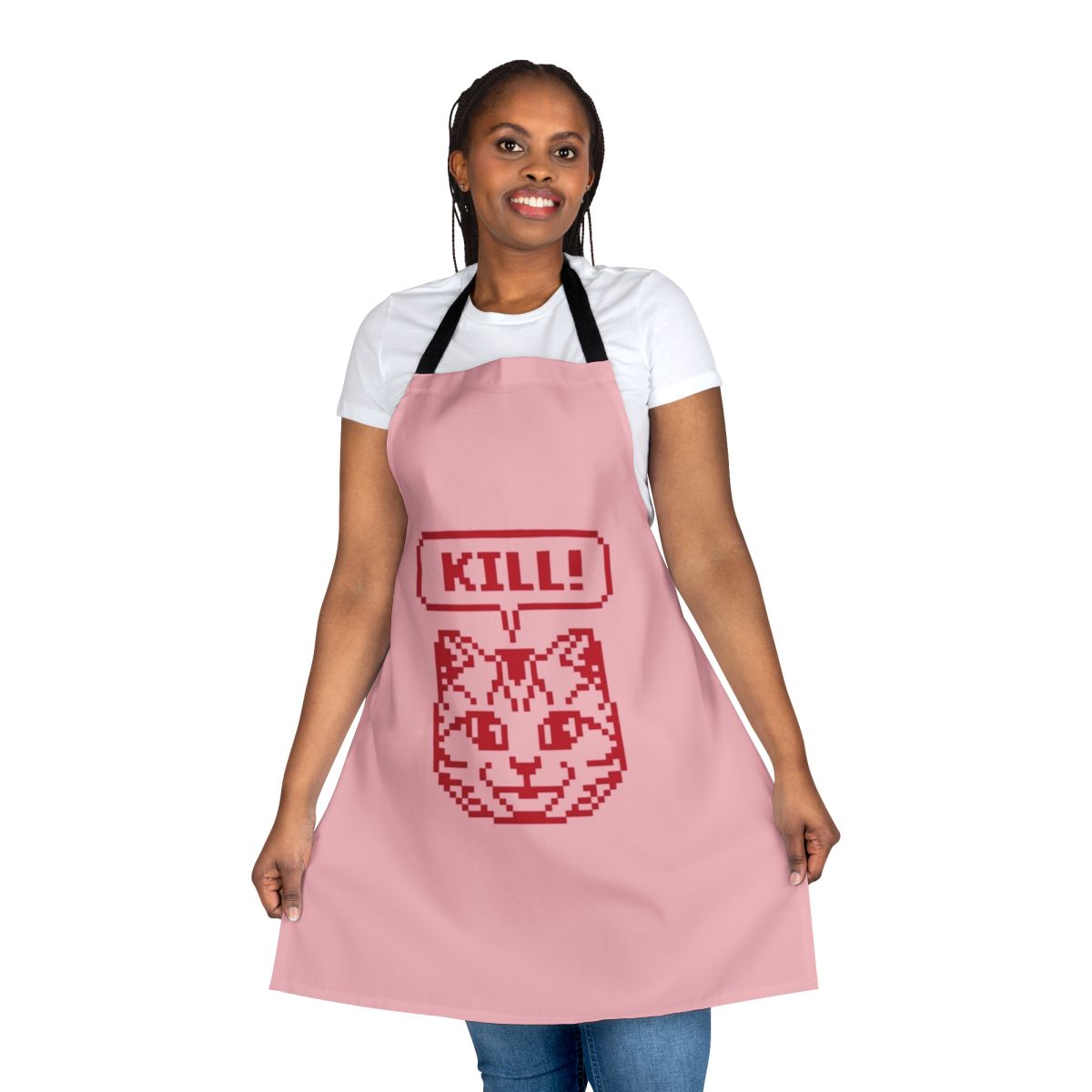 Sleek and durable cat-themed apron inspired by the No More Heroes video game series