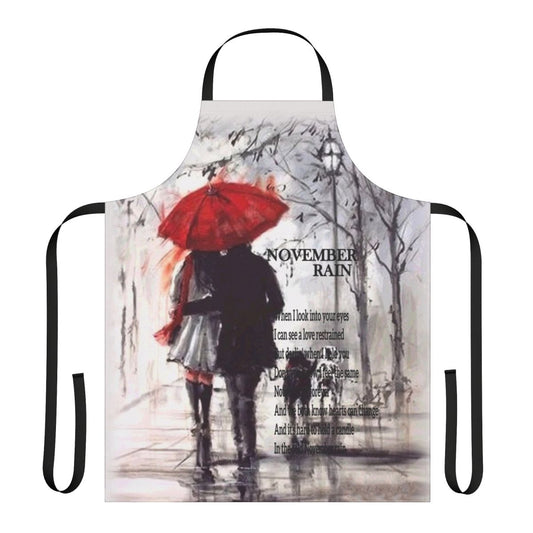 A high-quality apron featuring a November rain design, perfect for keeping you dry and stylish on rainy days.