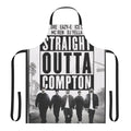 Sleek black apron featuring NWA-inspired rap design for hip hop fans