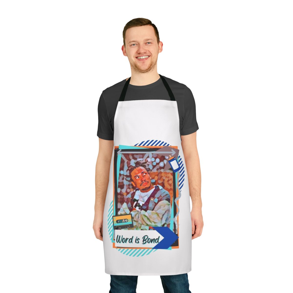 ODB-inspired apron with bold text and retro 90s style