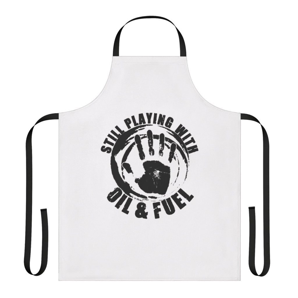 Apron with an oil and fuel worker design for enthusiasts