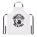Apron with an oil and fuel worker design for enthusiasts