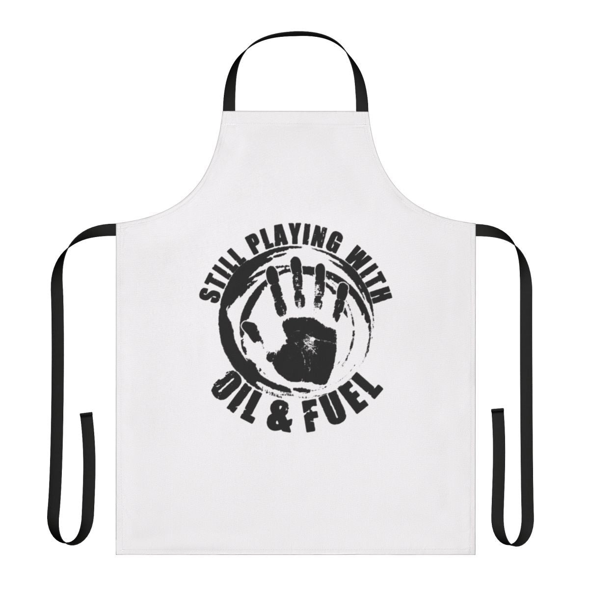 Apron with an oil and fuel worker design for enthusiasts