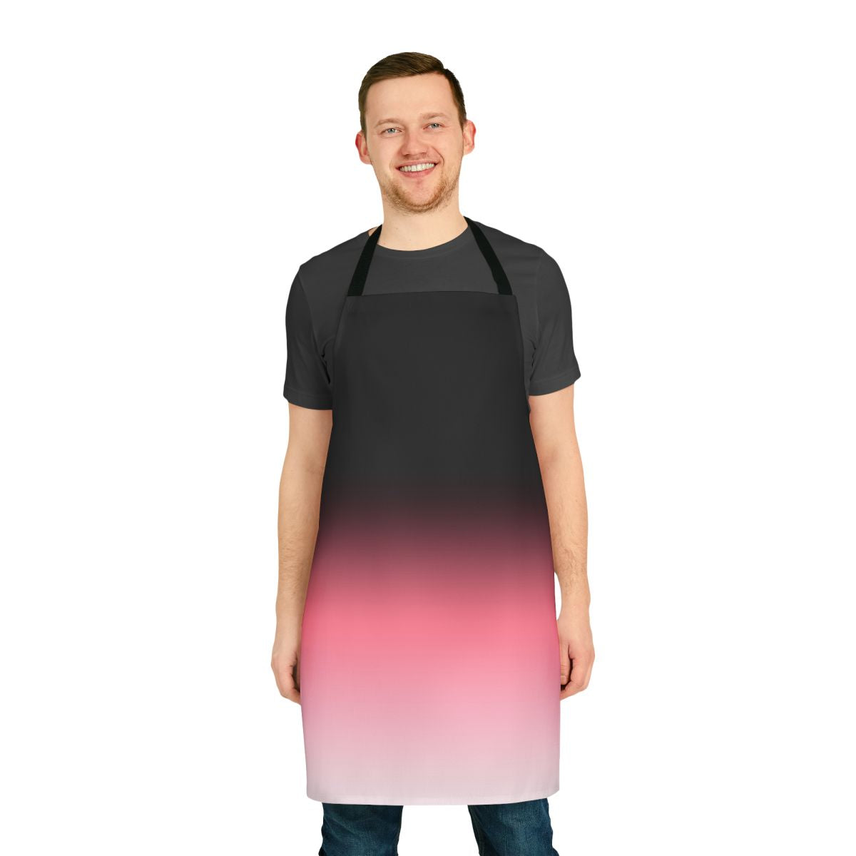 Black, pink and white ombre dip dye pattern apron