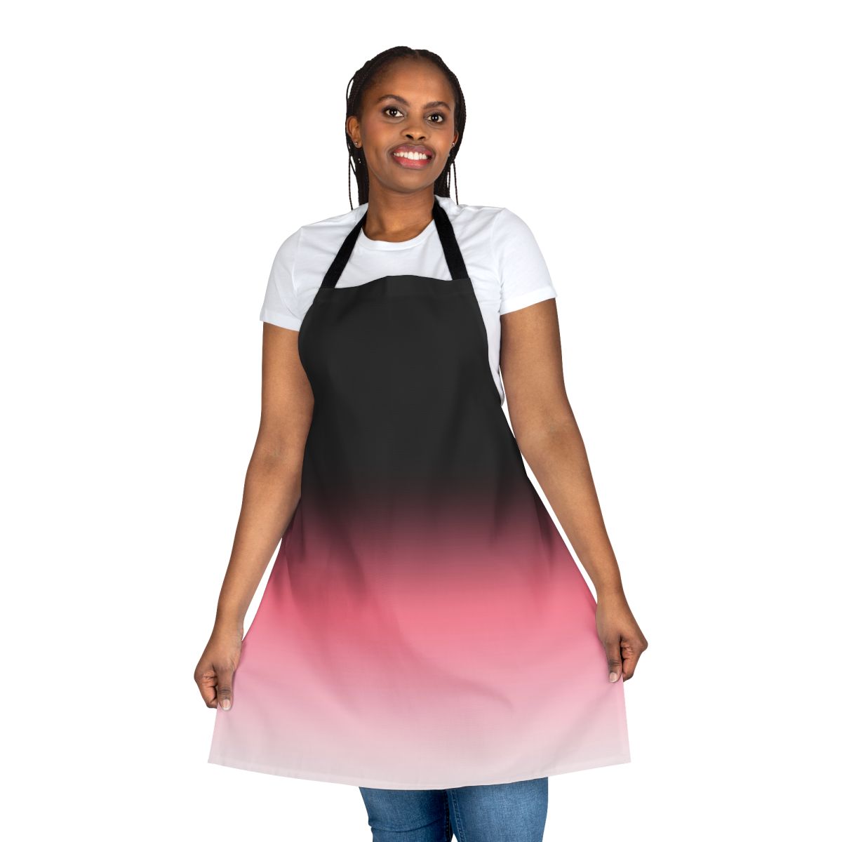 Black, pink and white ombre dip dye pattern apron