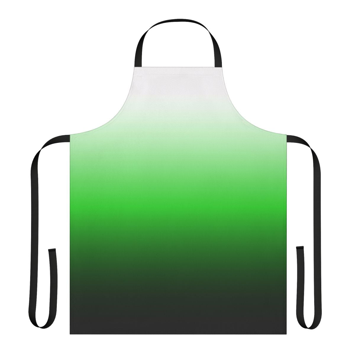 Ombre shaded apron in green, black, and white color gradient
