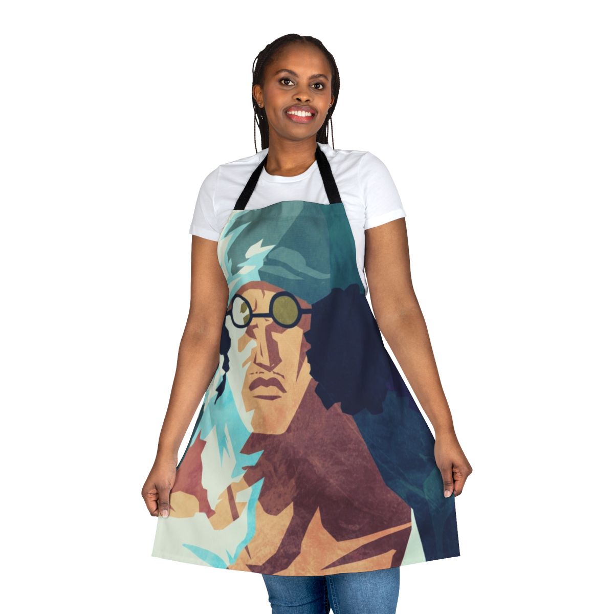 One Piece-themed apron featuring the character Aokiji, the Ice Admiral