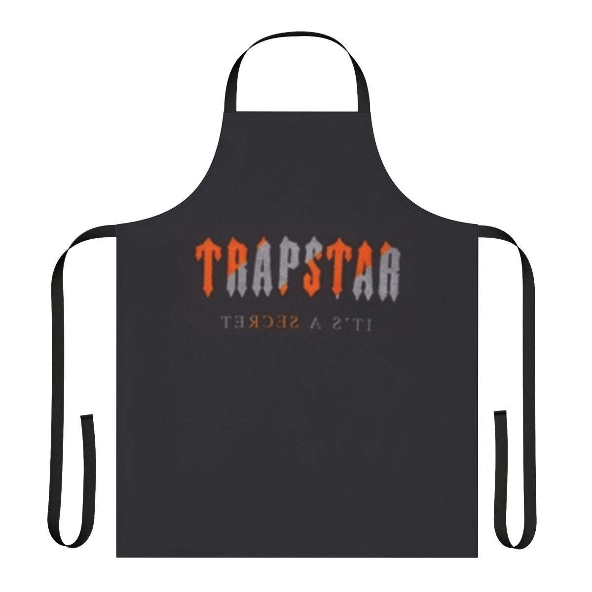 Orange and black striped apron with Trapstar-inspired design