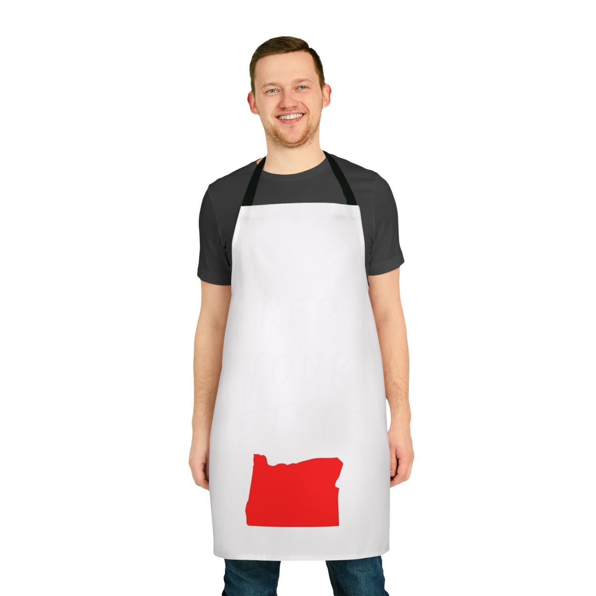 Oregon state pride apron with map design for kitchen and cooking