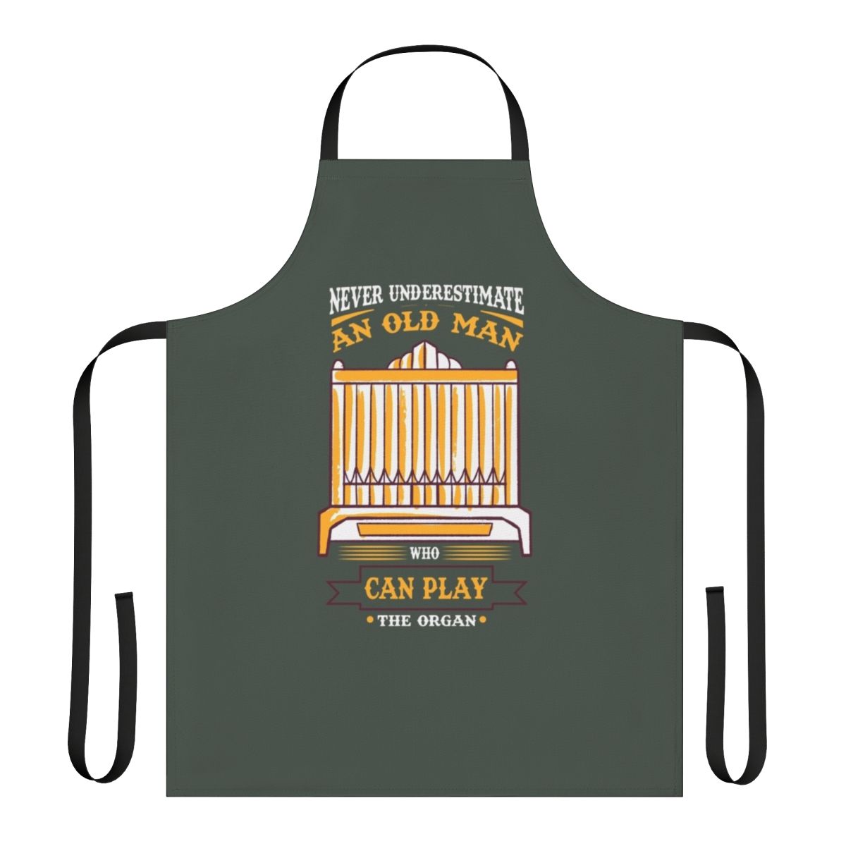 Organist-themed apron with a creative music quote design