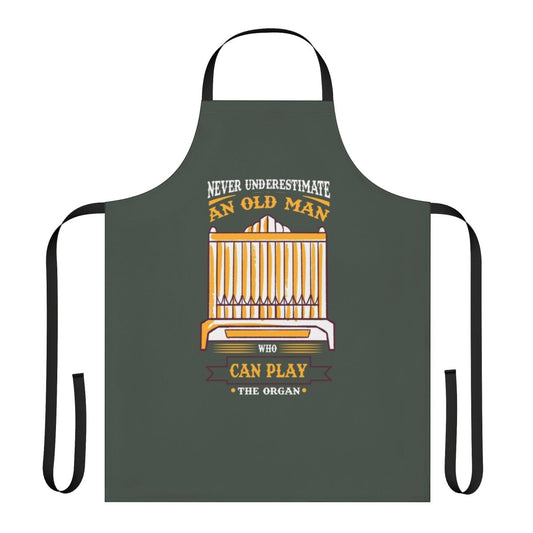 Organist-themed apron with a creative music quote design