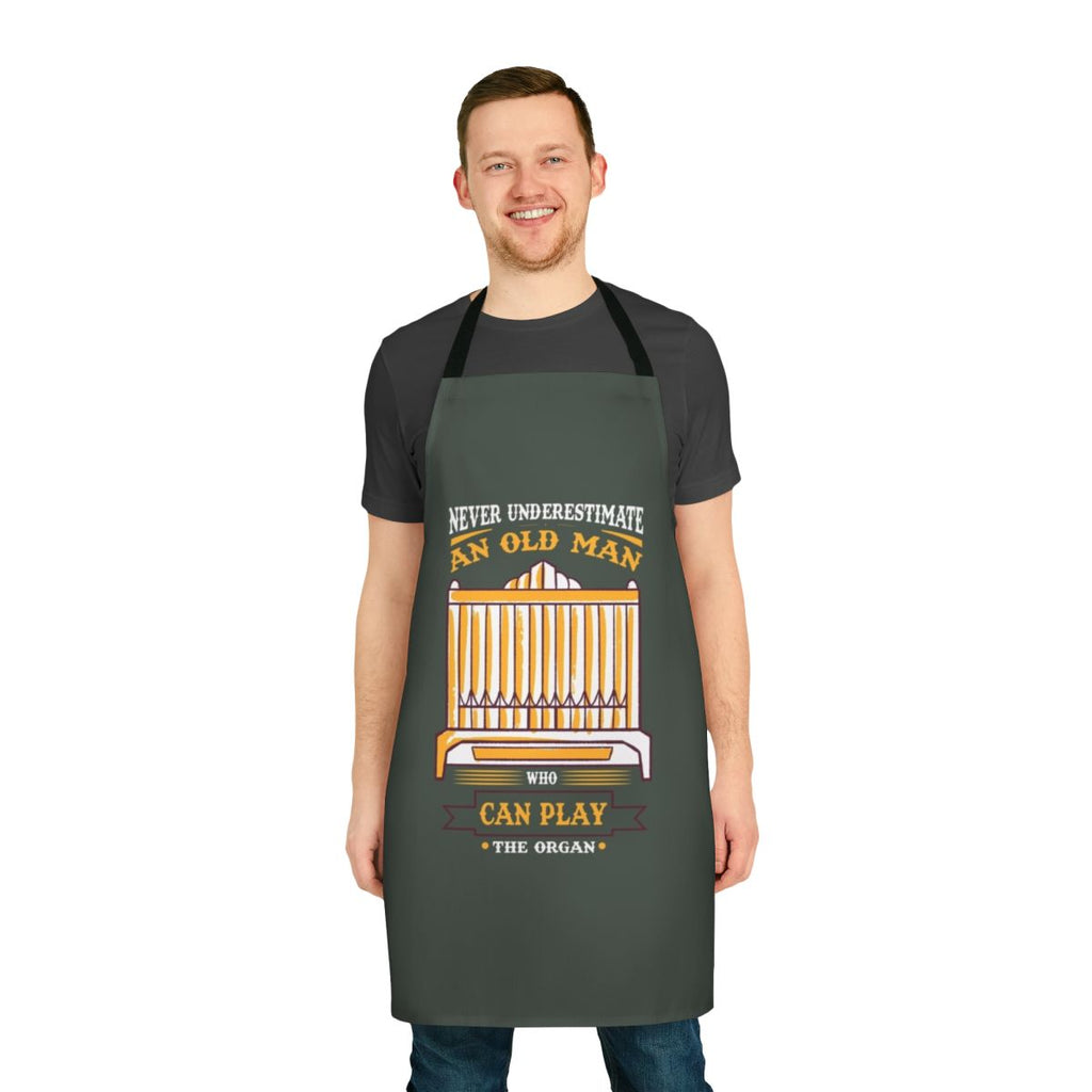 Organist-themed apron with a creative music quote design