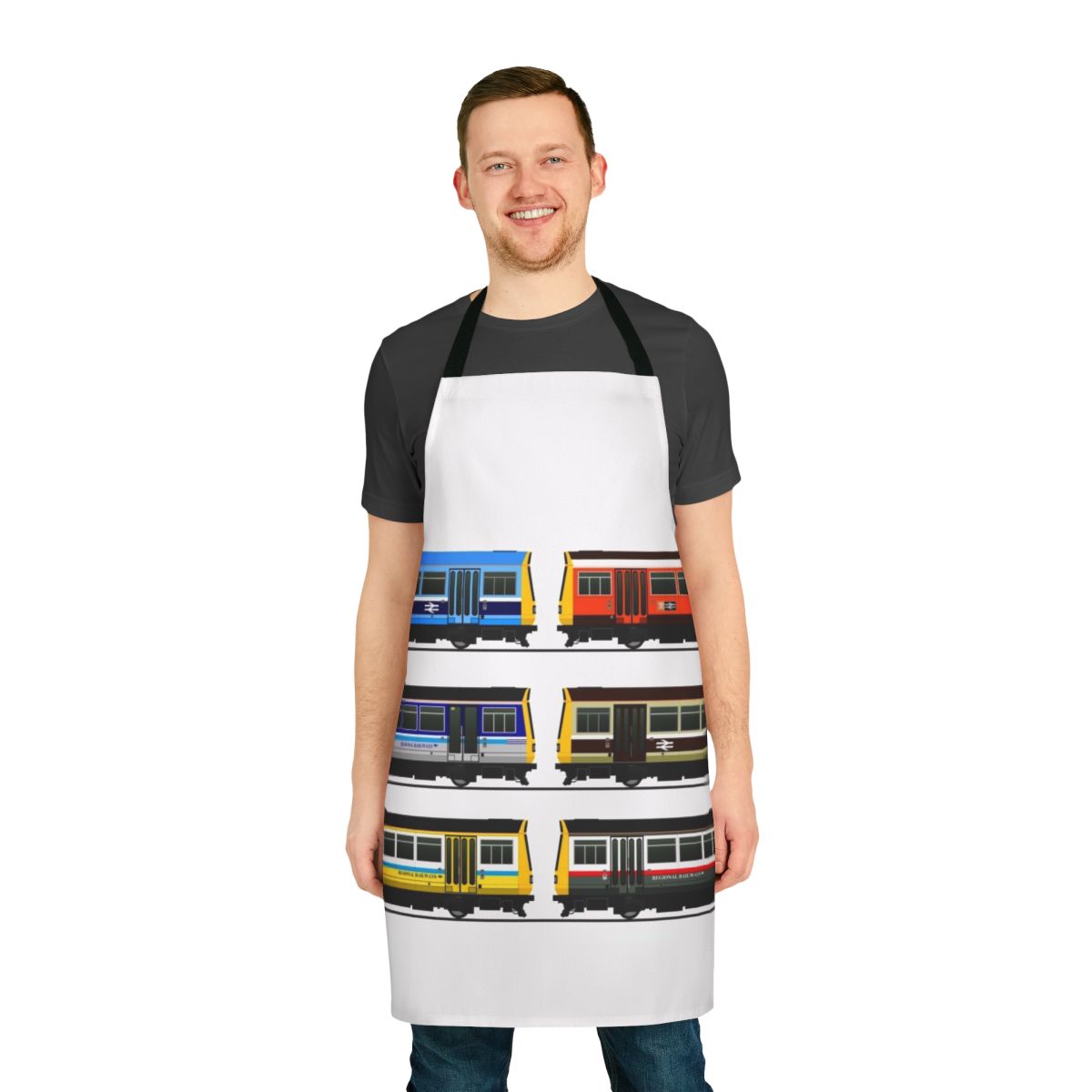 Apron featuring a design inspired by the iconic BR Pacer trains