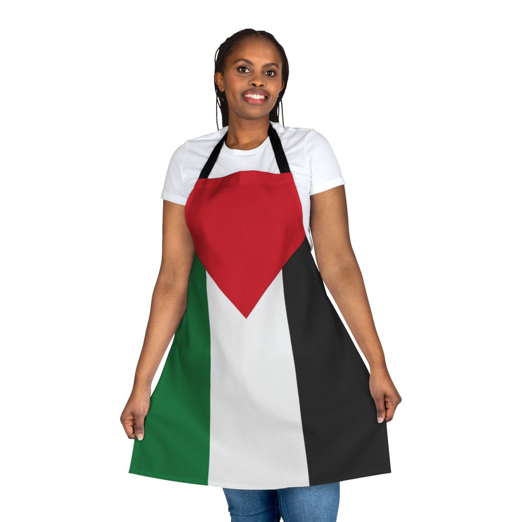 High-quality apron featuring the Palestinian flag design, perfect for cooking and baking.