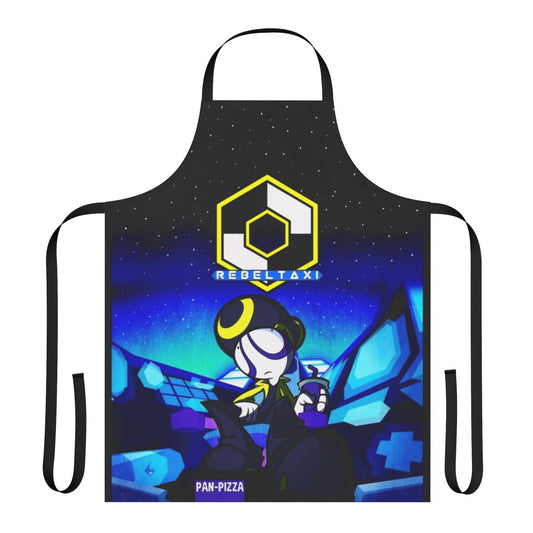 Stylish pan pizza themed apron with neon galaxy design