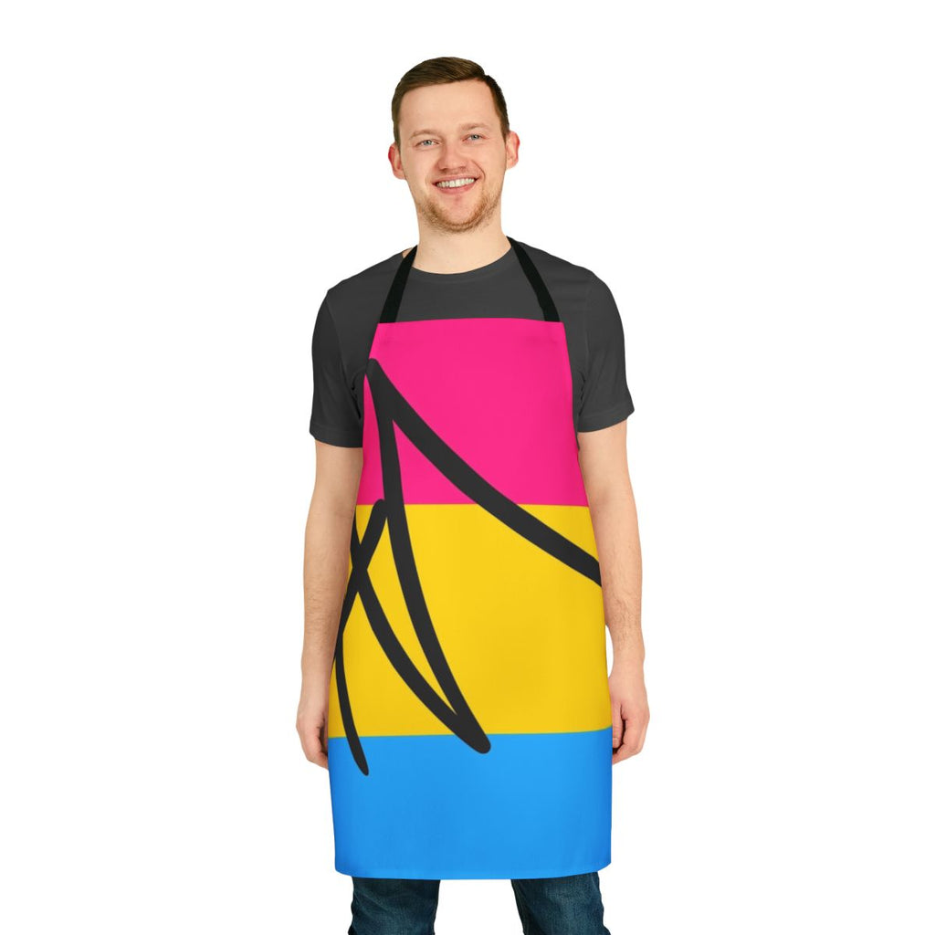 Vibrant pan pride apron featuring the iconic pan flag colors