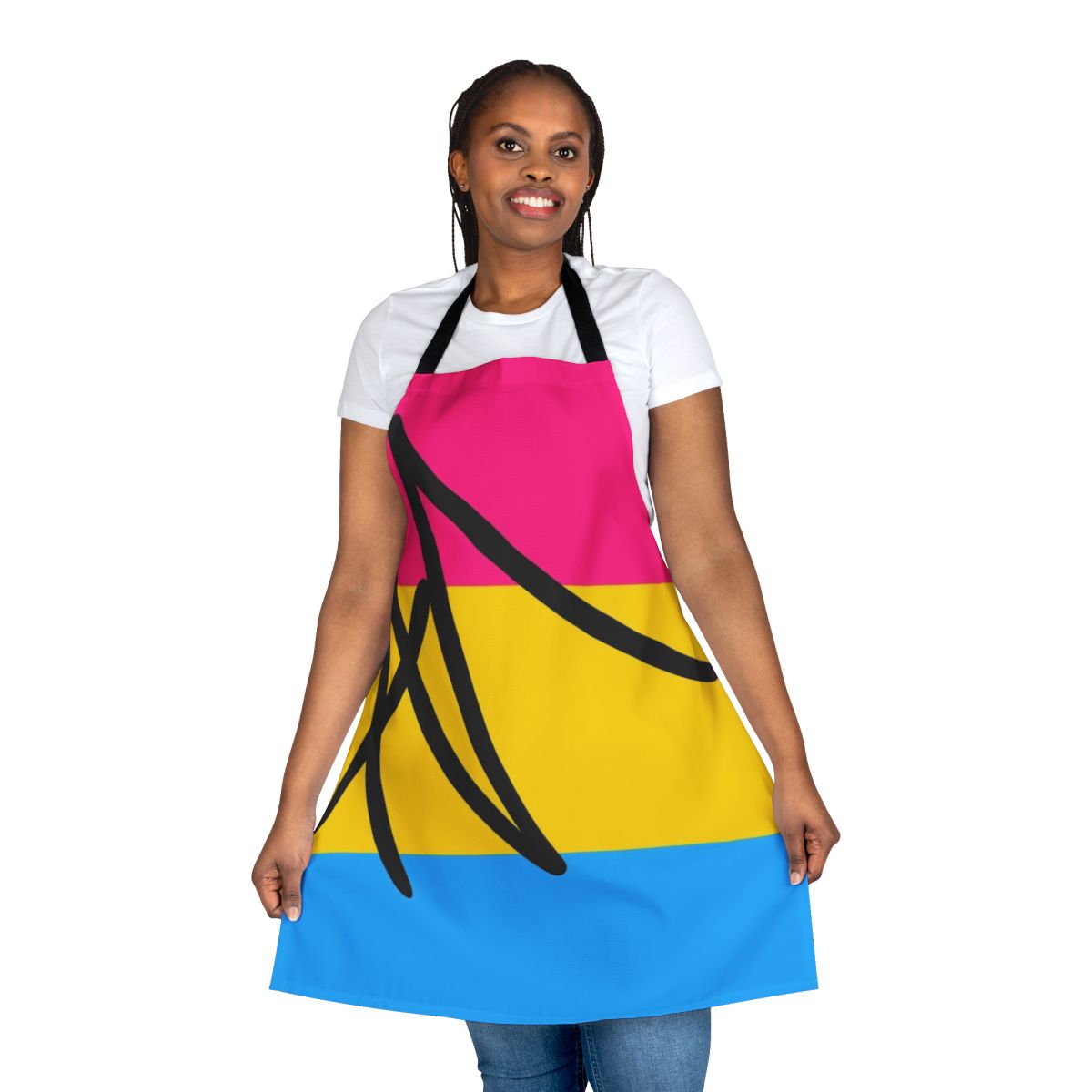 Vibrant pan pride apron featuring the iconic pan flag colors