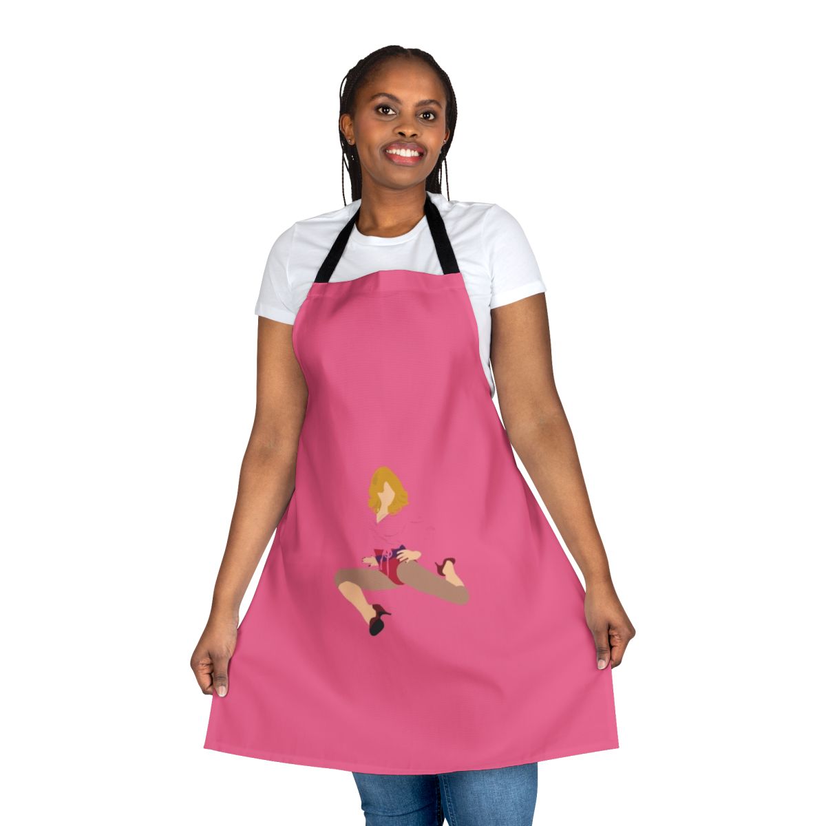 Pantone pink apron with Madonna's iconic "Hung Up" design