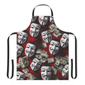 Patterned apron featuring iconic imagery and colors from the popular Netflix series Money Heist (La Casa de Papel)