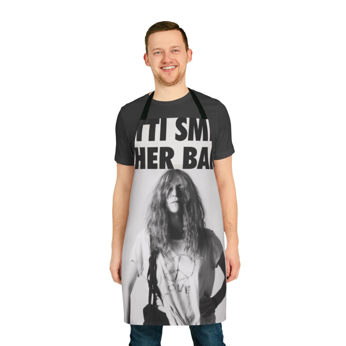 Patti Smith-inspired apron featuring the singer's iconic portrait