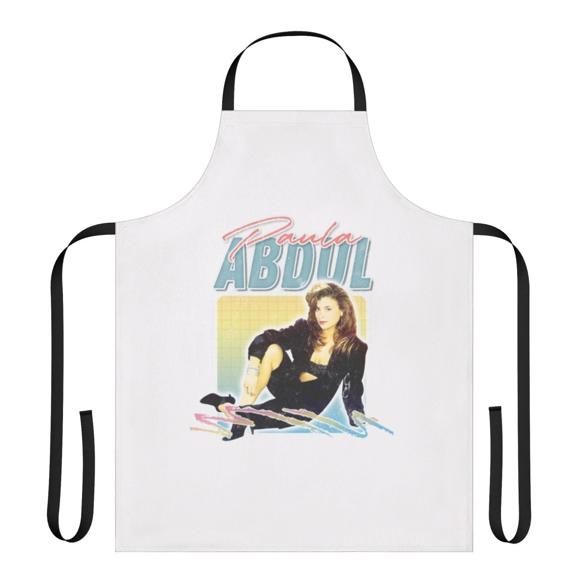 Paula Abdul-inspired apron with vibrant colors and playful design