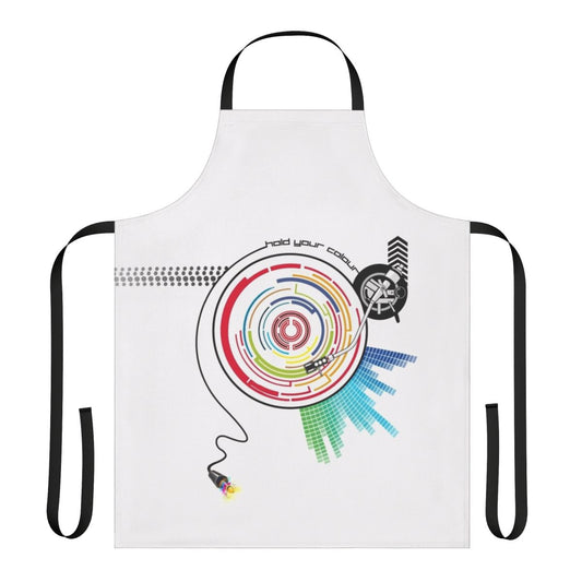 Pendulum music mashup graphic vinyl record apron with needle and arrow design