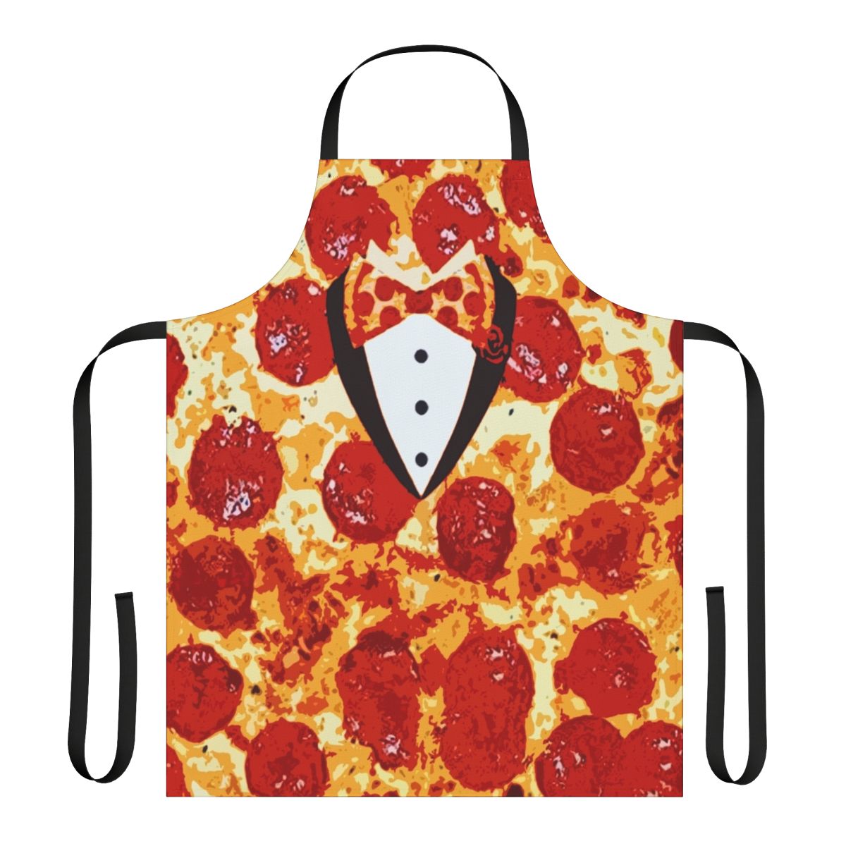 Pepperoni pizza tuxedo-style apron with a trendy and fashionable design