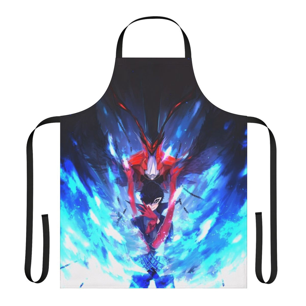 Persona 5 inspired joker cosplay apron with fire demon design