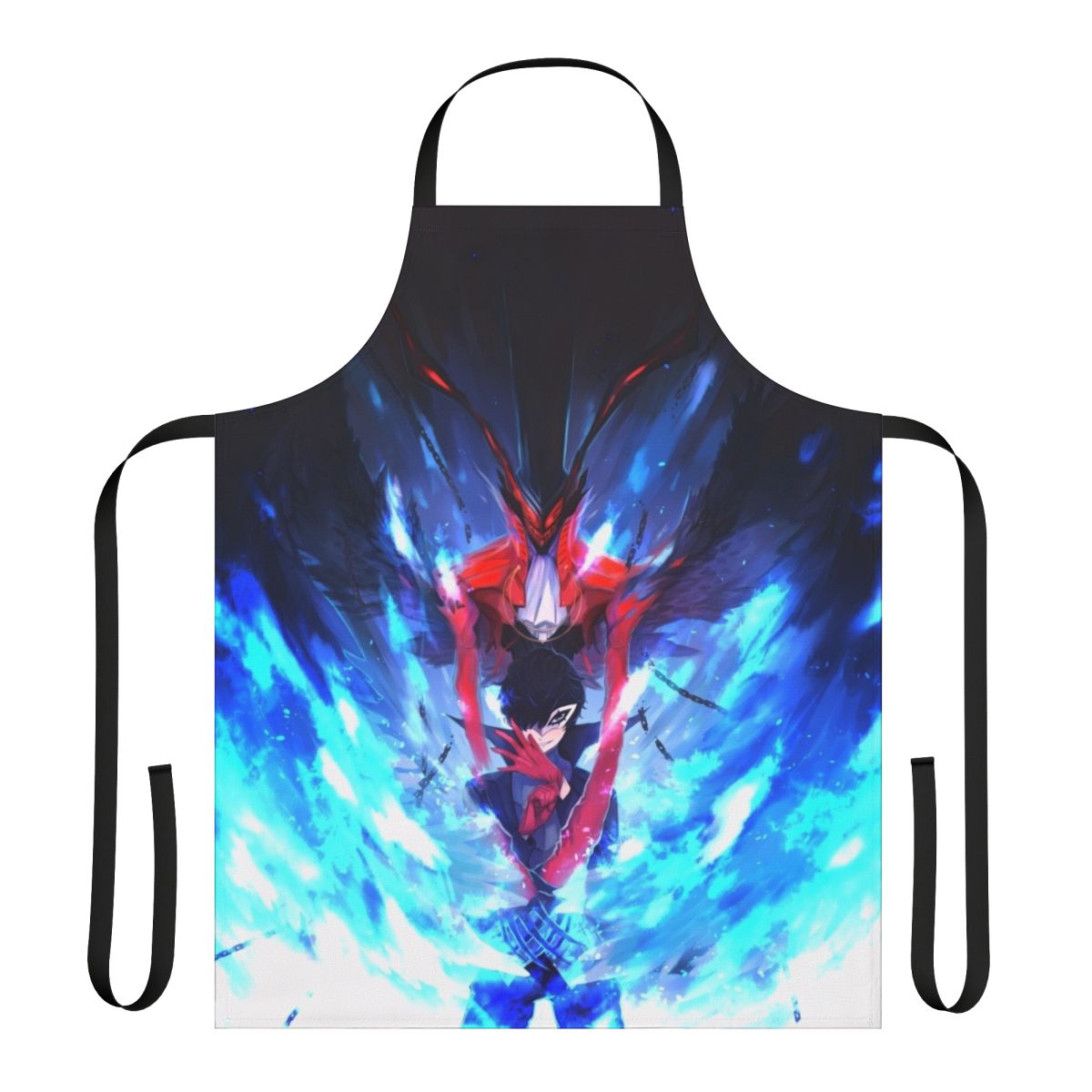 Persona 5 inspired joker cosplay apron with fire demon design