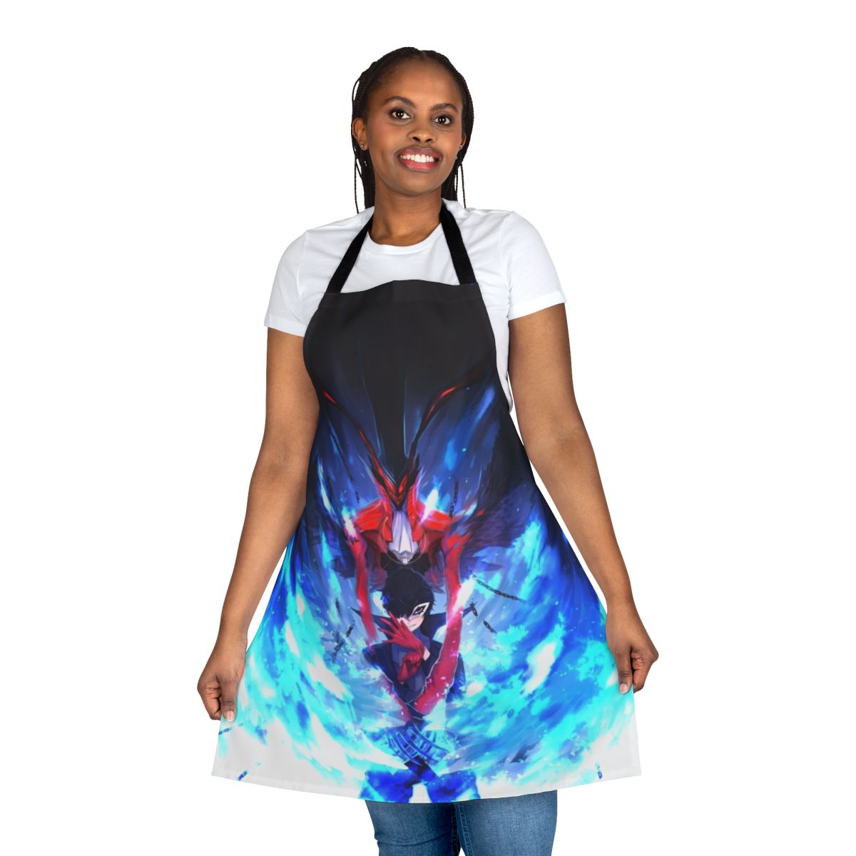 Persona 5 inspired joker cosplay apron with fire demon design