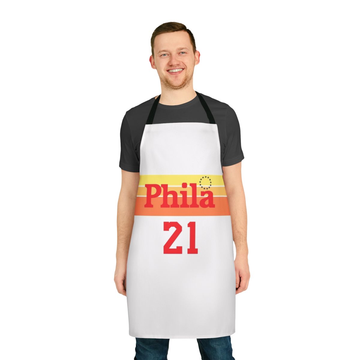 Philadelphia-themed kitchen apron with a modern design