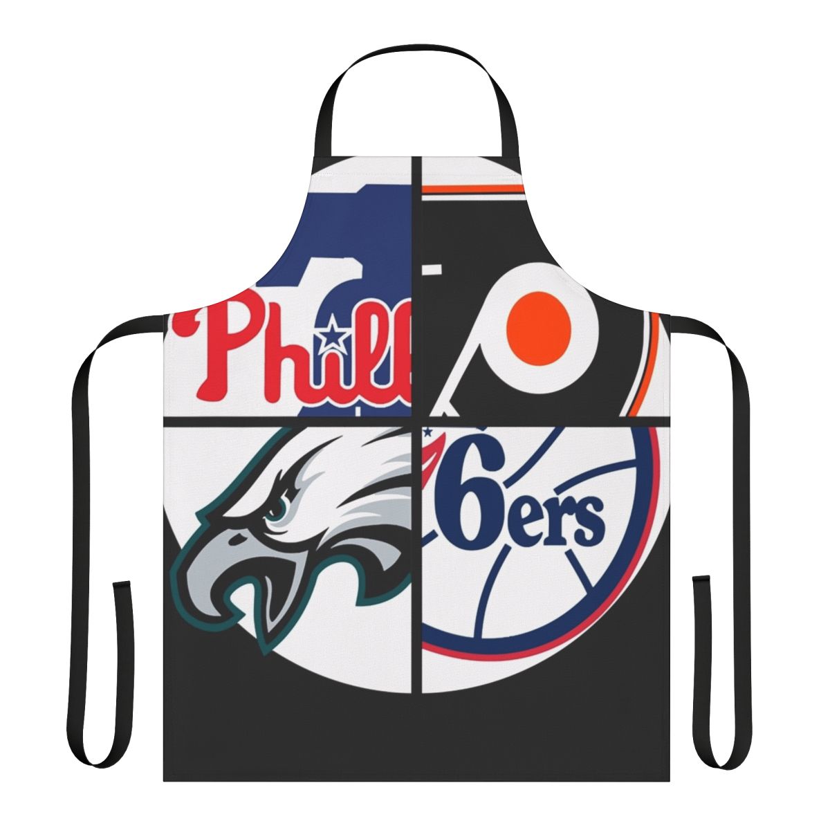 Philadelphia sports themed kitchen apron with classic team colors and logo