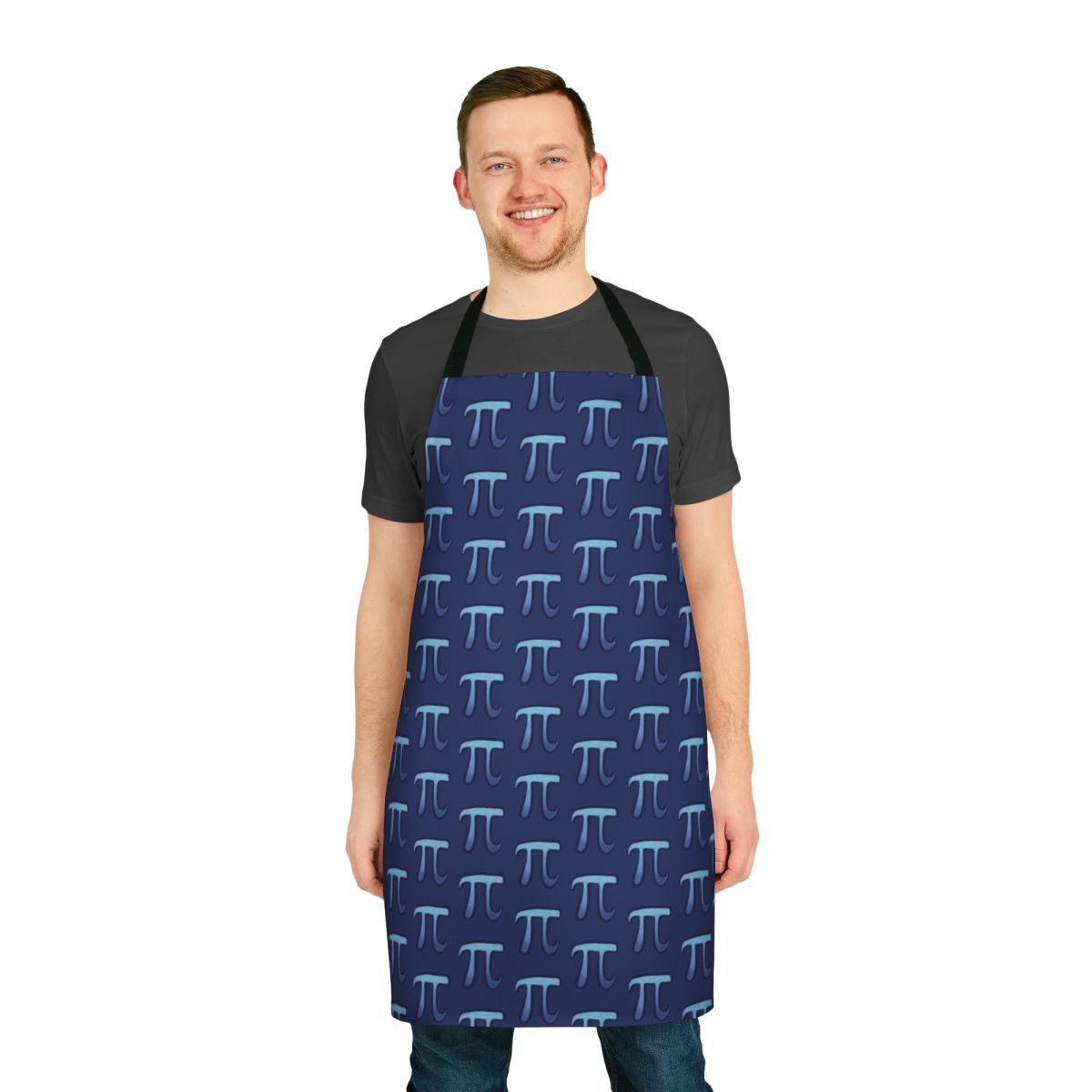 Apron featuring a blue pi symbol, perfect for math teachers and pi day celebrations