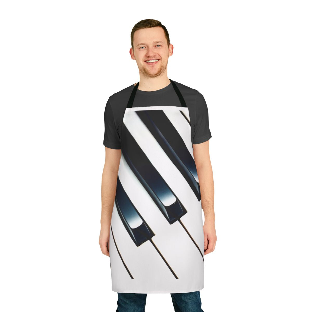 Apron with a modern piano keys pattern design